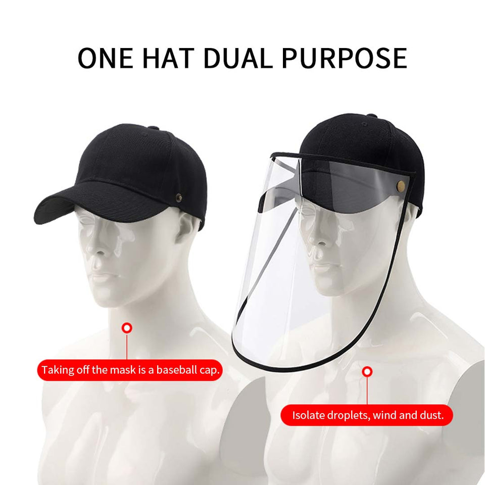 4X Outdoor Protection Hat Anti-Fog Pollution Dust Saliva Protective Cap Full Face Shield Cover Adult Black