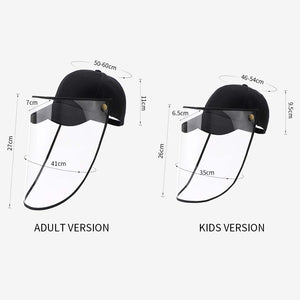 4X Outdoor Protection Hat Anti-Fog Pollution Dust Saliva Protective Cap Full Face Shield Cover Adult Black