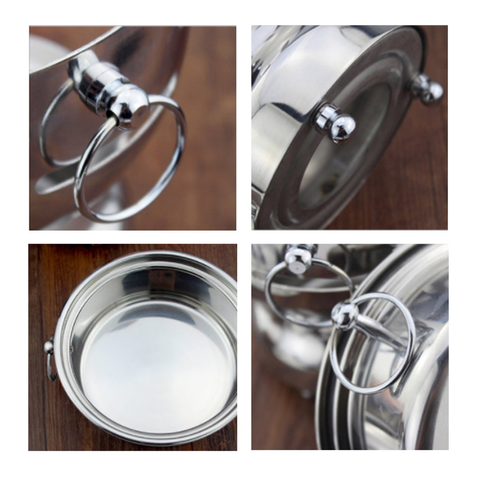 SOGA 4X Stainless Steel Mini Asian Buffet Hot Pot Single Person Shabu Alcohol Stove Burner with Glass Lid