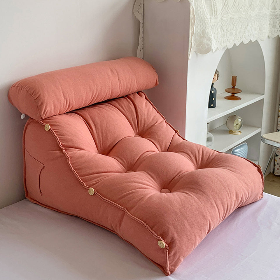 SOGA 4X 45cm Peach Triangular Wedge Lumbar Pillow Headboard Backrest Sofa Bed Cushion Home Decor