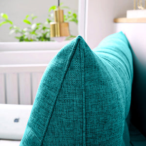 SOGA 2X 100cm Blue Green Triangular Wedge Bed Pillow Headboard Backrest Bedside Tatami Cushion Home Decor